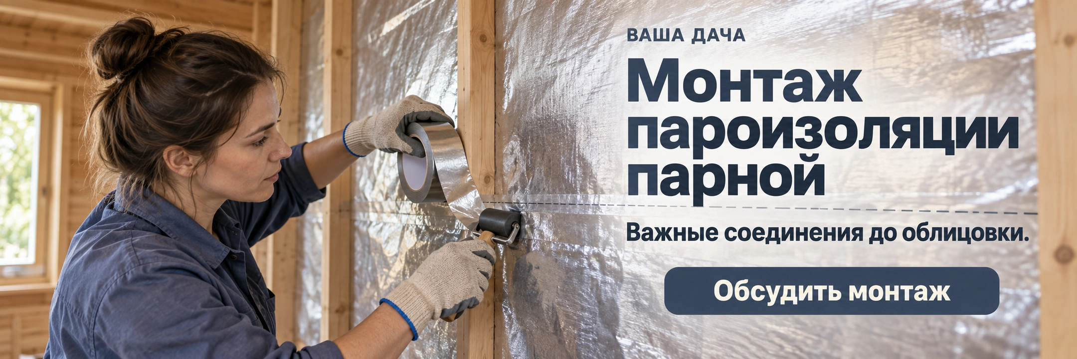 Монтаж пароизоляции парной