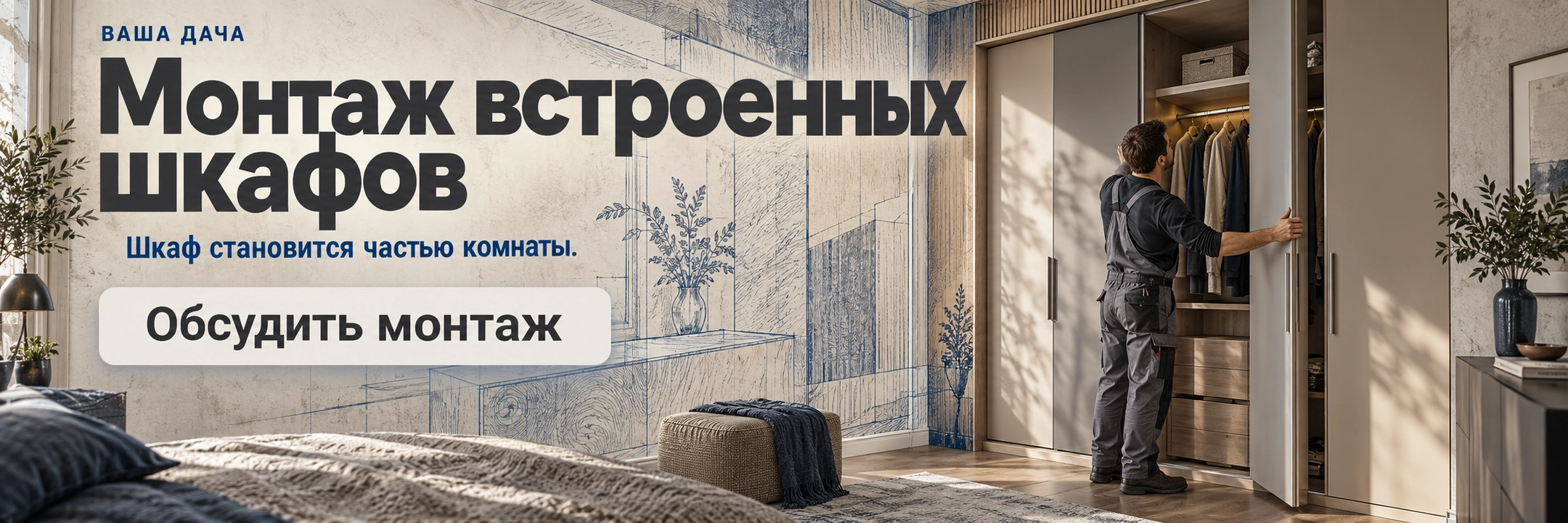 Монтаж встроенных шкафов