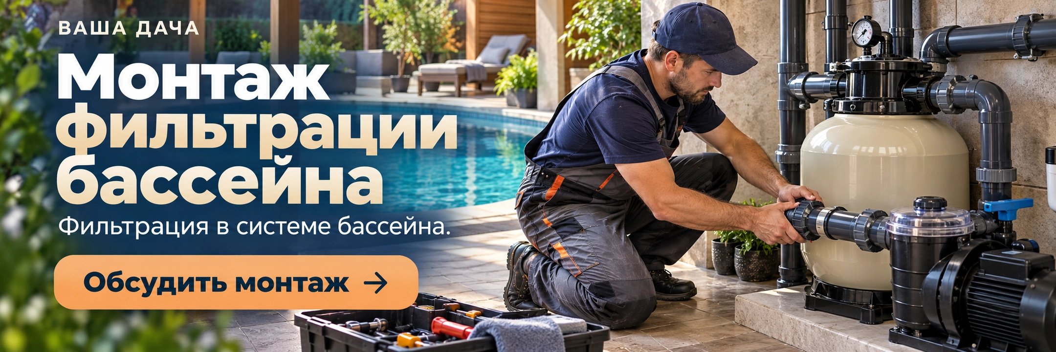 Монтаж фильтрации бассейна
