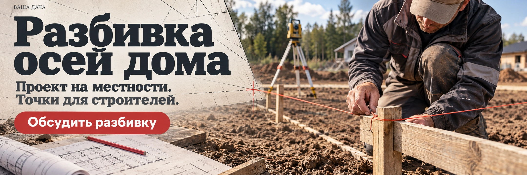 Разбивка осей дома