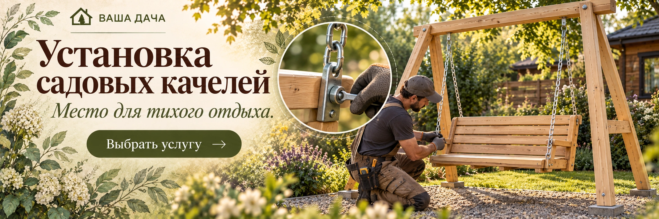 Установка садовых качелей