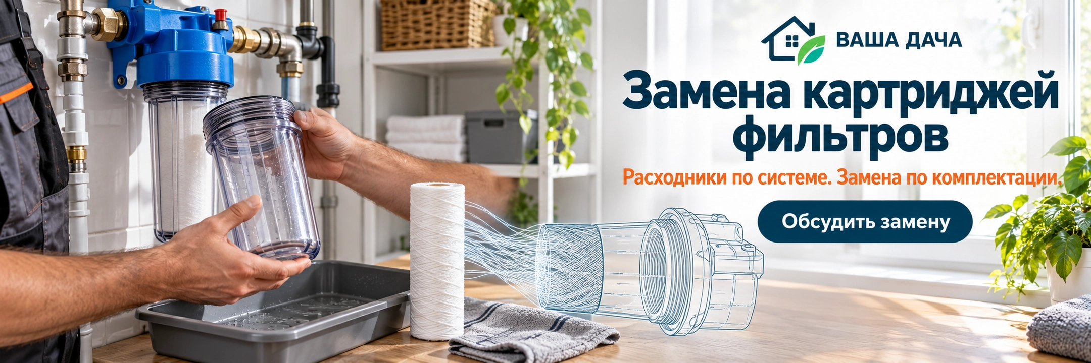 Замена картриджей фильтров