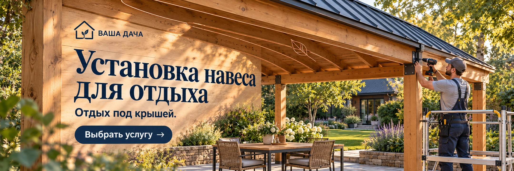Установка навеса для отдыха