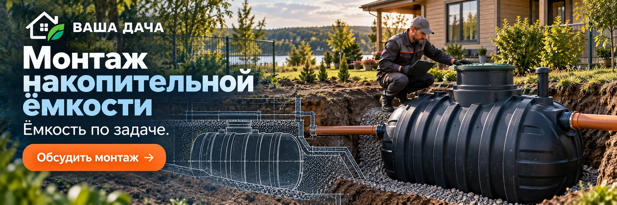 Монтаж накопительной ёмкости