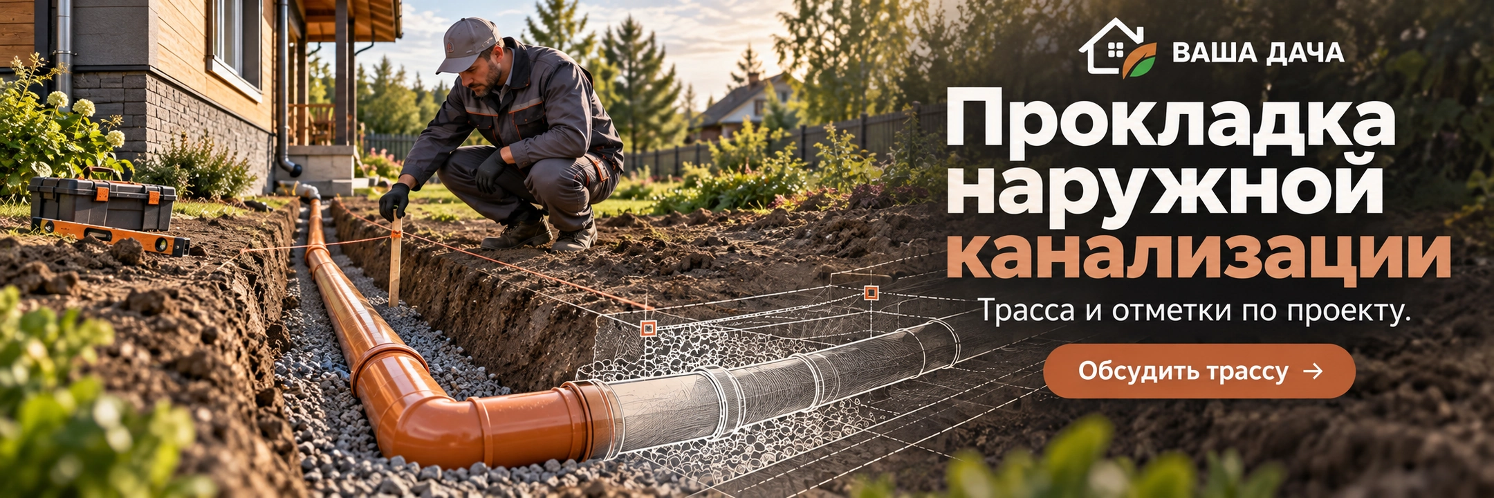 Прокладка наружной канализации