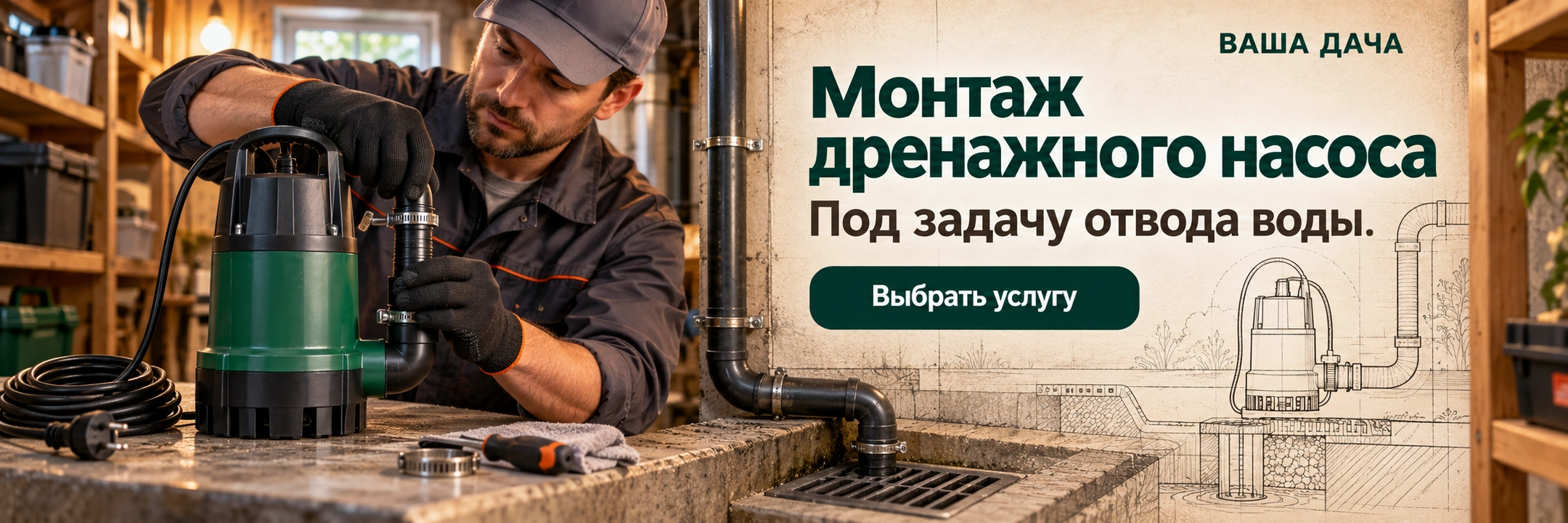 Монтаж дренажного насоса