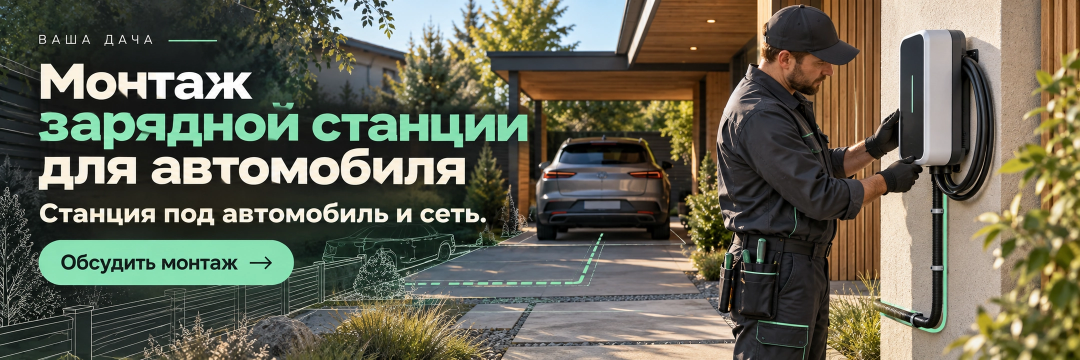 Монтаж зарядной станции для автомобиля