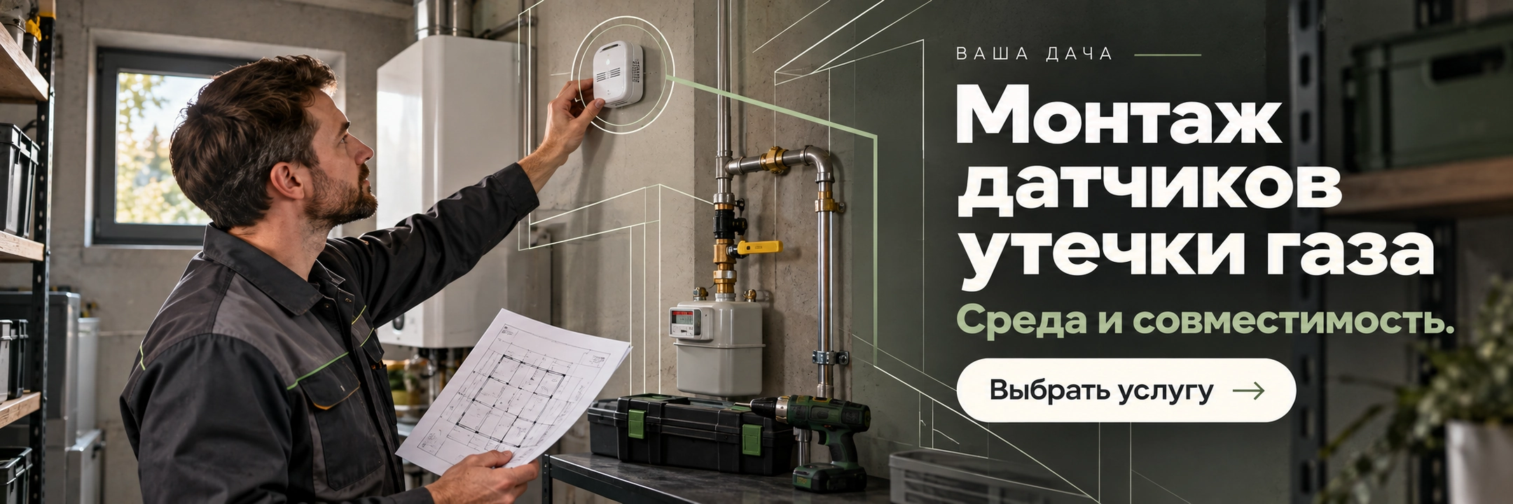 Монтаж датчиков утечки газа