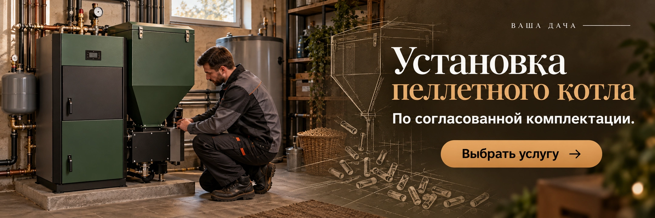 Установка пеллетного котла