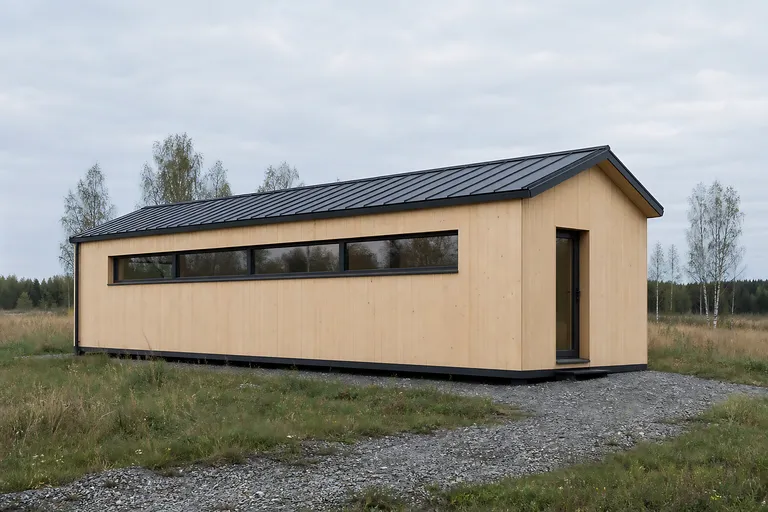 Бытовка из клеёного бруса «Чистая линия» 8×3 м