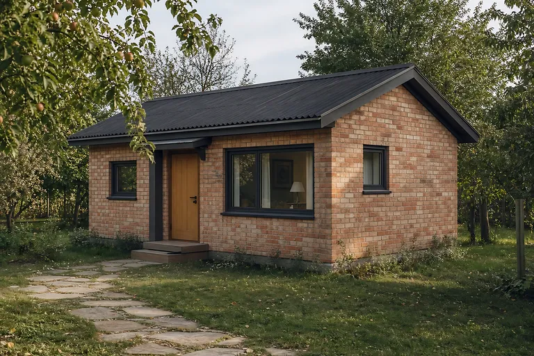 Кирпичная бытовка «Кирпичный ключ» 8×3 м