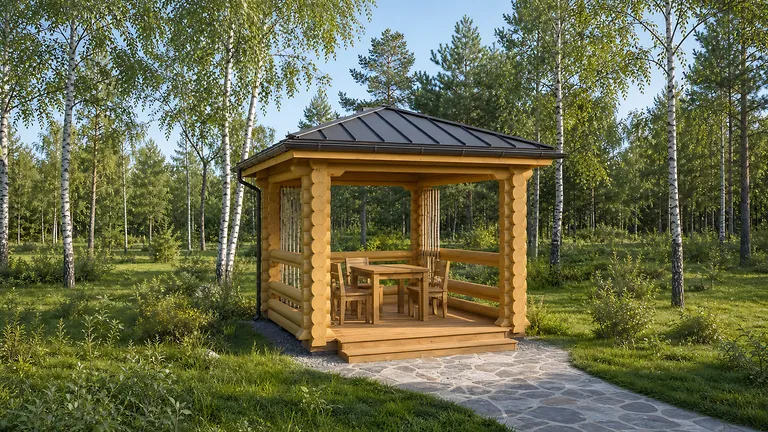 Беседка «Берестяной квадрат» 3×3 м