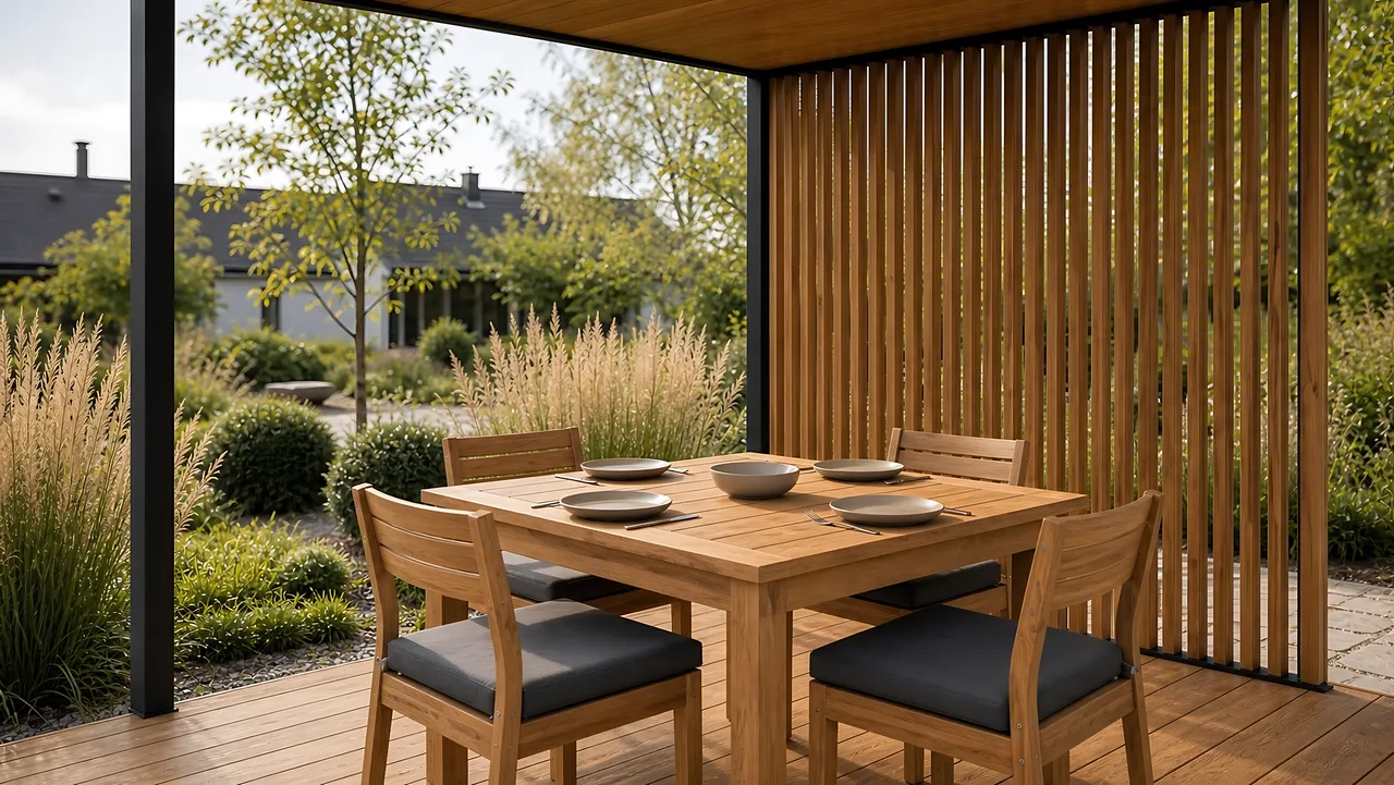 Беседка «Модульный квадрат» 3×3 м — обеденная зона