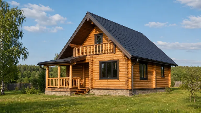 Дача из оцилиндрованного бревна «Тульские каникулы» 8×7 м