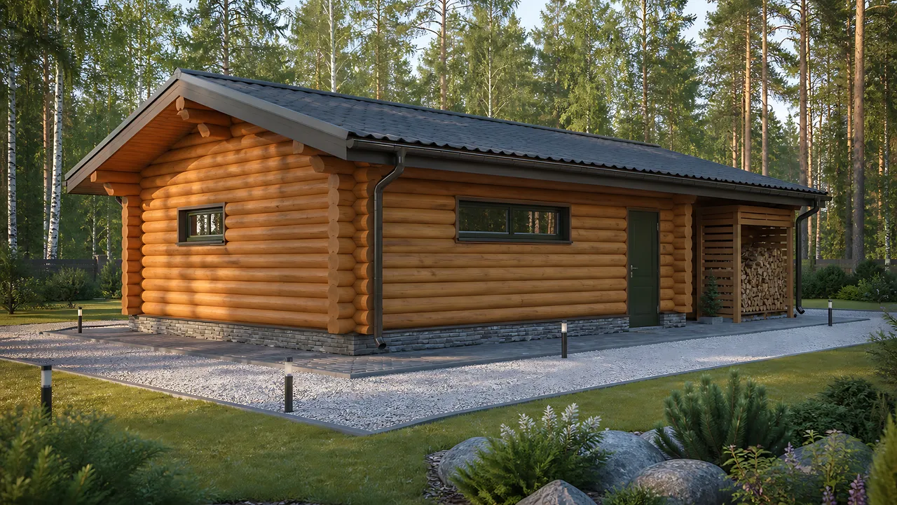 Гараж «Лесная стоянка» 5×7 м — вид с обратной стороны