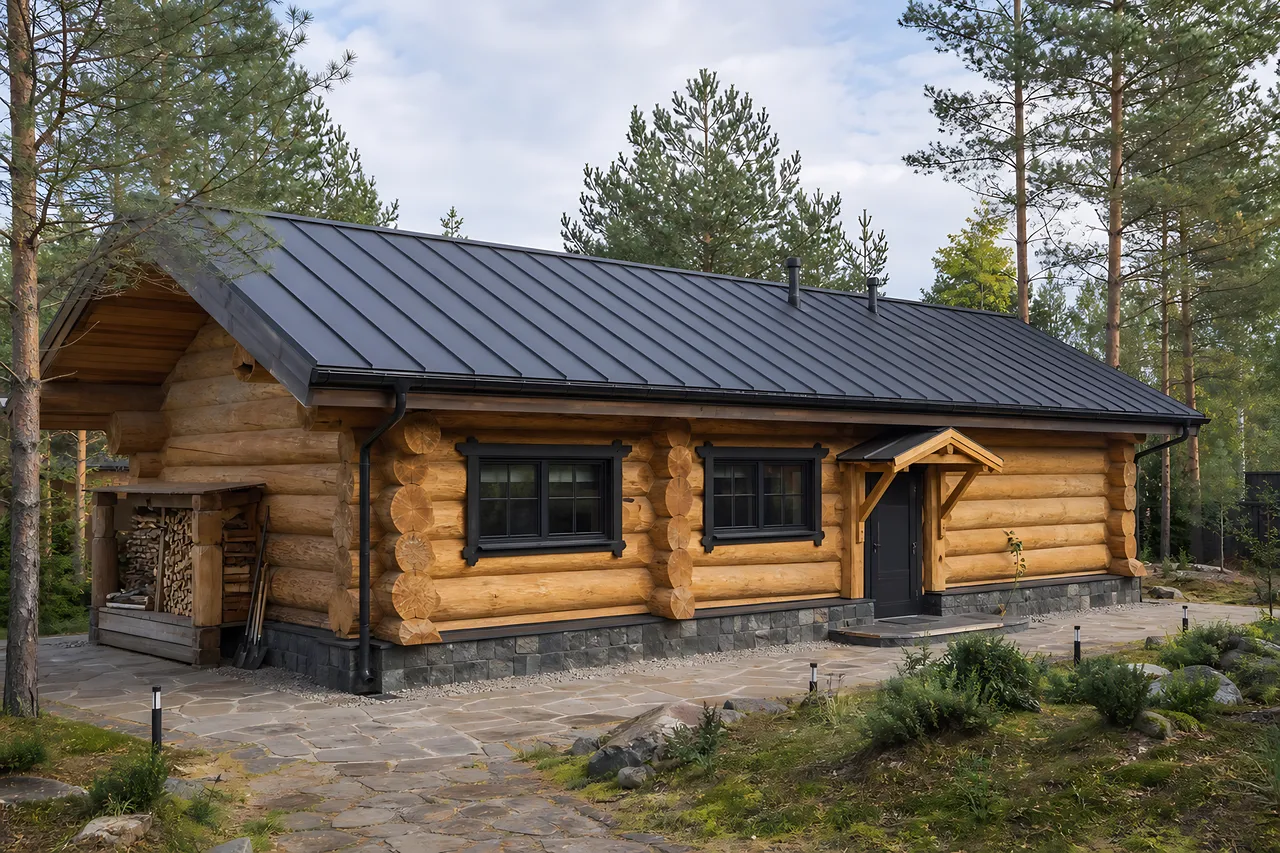 Гараж «Лесной мастер» 8×12 м — вид с обратной стороны