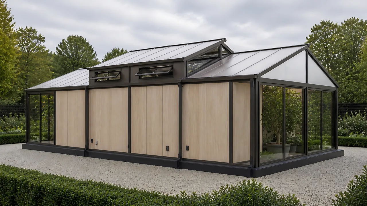 Теплица «Модуль Ботаника» 5×10 м — вид с обратной стороны