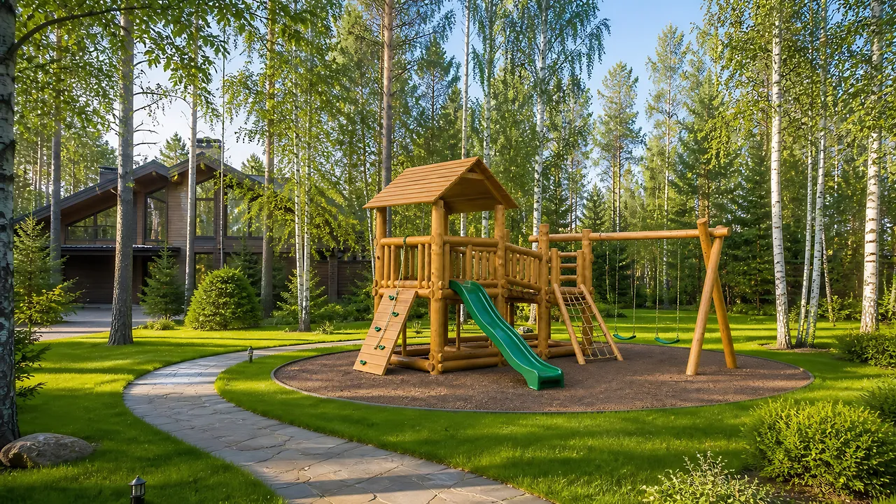 Детский спортивный комплекс «Кедровый мост» 3×4 м — объект в окружении участка