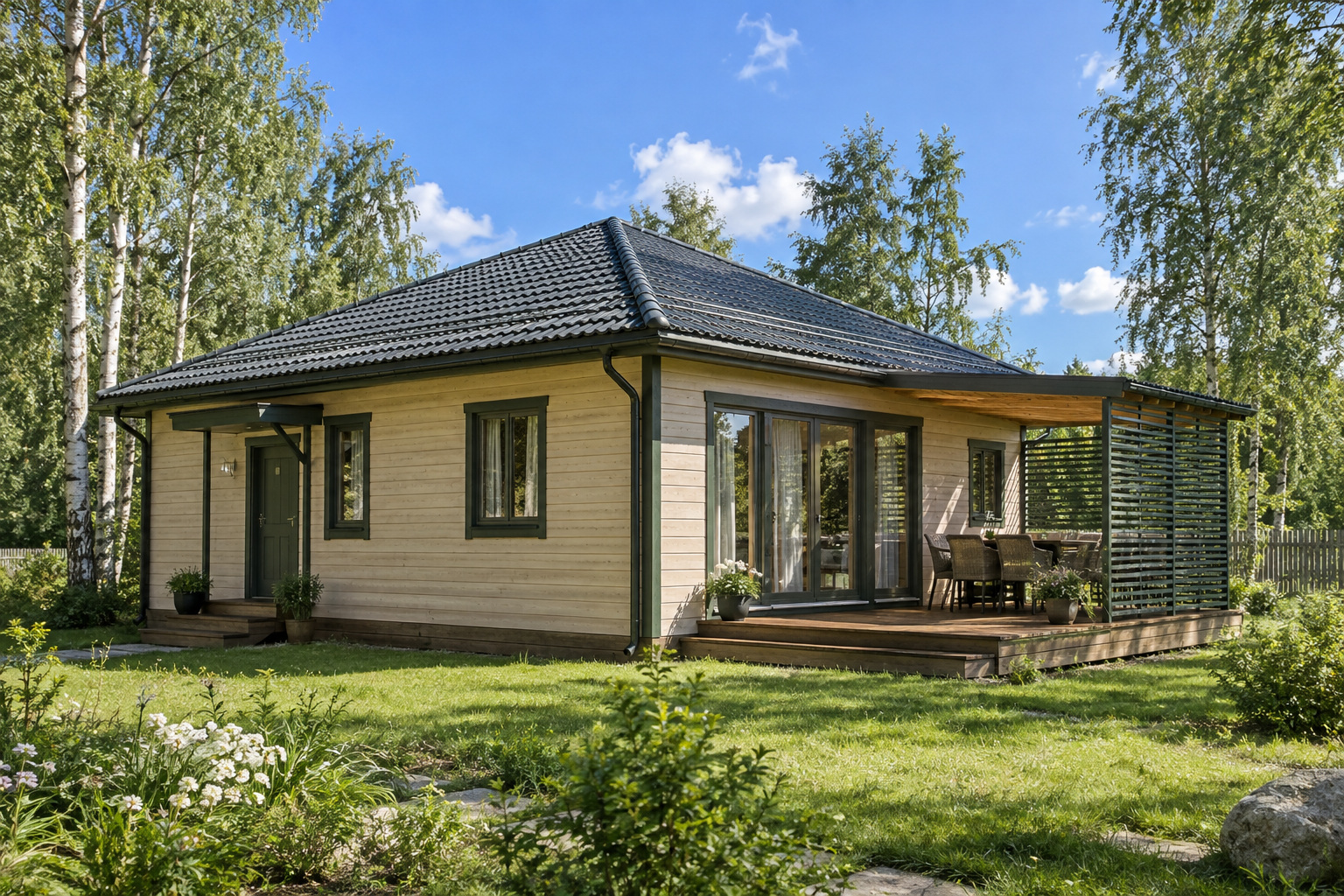 Каркасный дом «Лесной карман» 9×8 м
