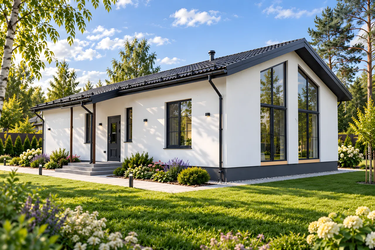 Белый клён — дом из газосиликата 100 м² — внешний вид